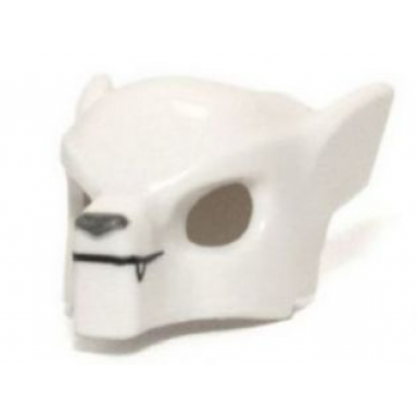 white minifigure headgear mask wolf with fangs and gray nose pattern