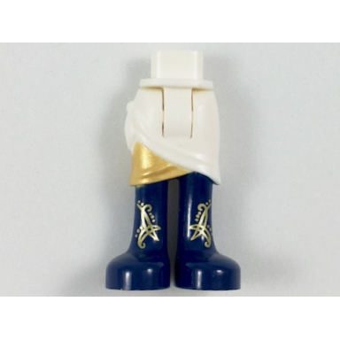 white mini doll hips and skirt wrap with gold layer and dark blue long boots with gold filigree pattern - thick hinge