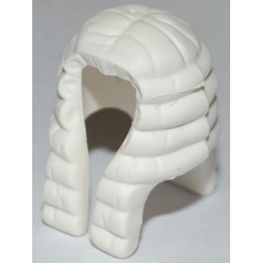 white minifigure hair long with curls judges peruke