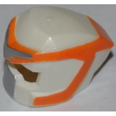white minifigure headgear helmet space with open visor small and orange and silver markings pattern