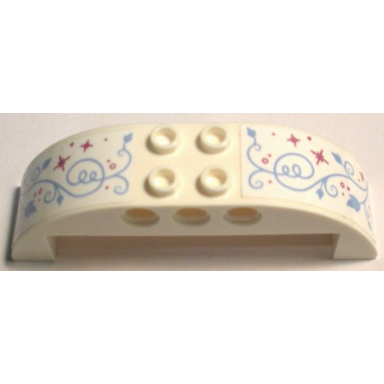 white slope curved 8 x 2 x 2 double with bright light blue vines and magenta sparkles pattern on both sides stickers - set 43192