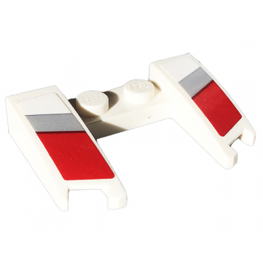 white wedge 3 x 4 x 2 3 curved with cutout with light bluish gray and red stripes pattern stickers - set 75888