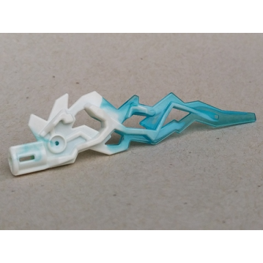 hero factory weapon accessory flame lightning bolt with axle hole with marbled trans-light blue pattern