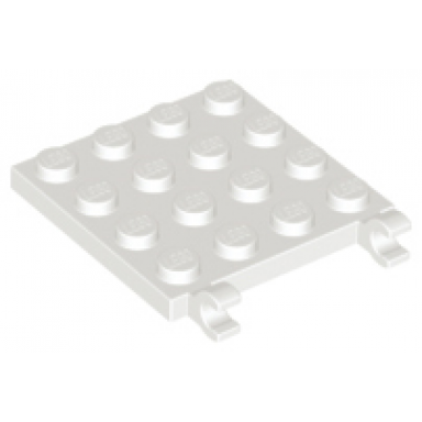 white plate modified 4 x 4 with 2 open o clips horizontal grip
