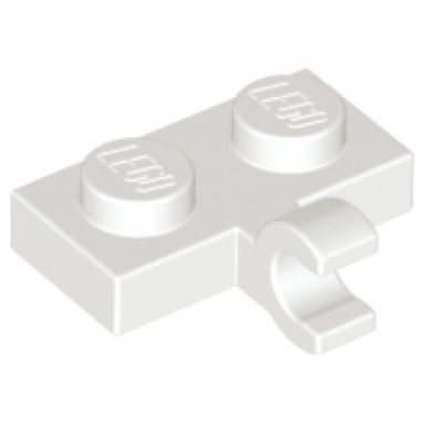 white plate modified 1 x 2 with clip on side horizontal grip