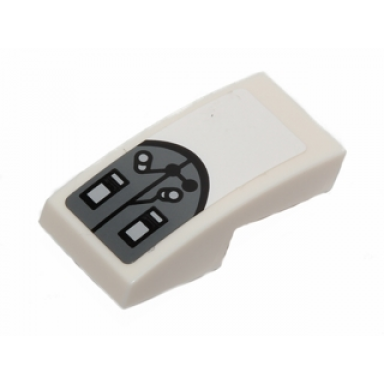 white slope curved 2 x 1 x 2 3 with steering pedals and levers pattern sticker - set 75037