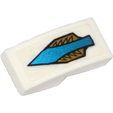 slope curved 2 x 1 x 2 3 with blue arrow and gold feathers pattern sticker - set 70124