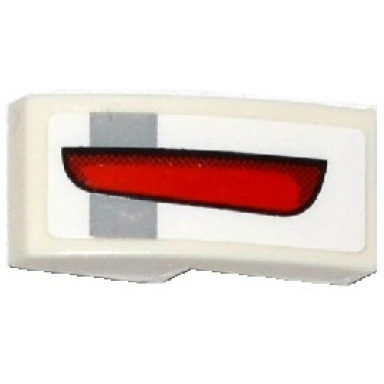 white slope curved 2 x 1 x 2 3 with light bluish gray stripe and red taillight pattern model left side sticker - set 75912
