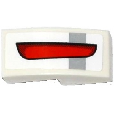 white slope curved 2 x 1 x 2 3 with light bluish gray stripe and red taillight pattern model right side sticker - set 75912