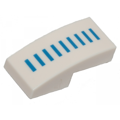 white slope curved 2 x 1 x 2 3 with 9 blue lines pattern brickheadz stormtrooper helmet side