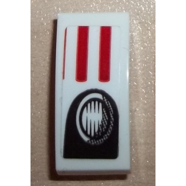 white slope curved 2 x 1 x 2 3 with headlight and 2 red stripes pattern model left side sticker - set 75876