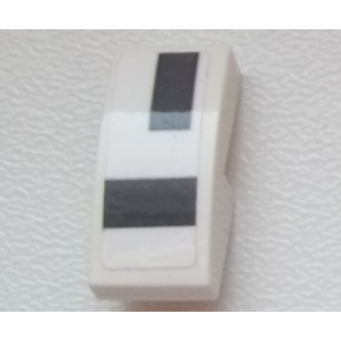 white slope curved 2 x 1 x 2 3 with dark bluish gray markings pattern model back left side sticker - set 75876