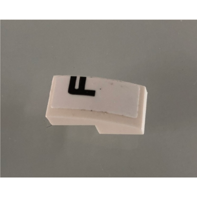 white slope curved 2 x 1 x 2 3 with black letter f on white background pattern model left side sticker - set 42096