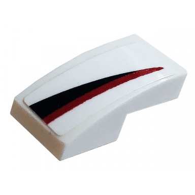 white slope curved 2 x 1 x 2 3 with red and black stripe pattern model right side sticker - set 76896