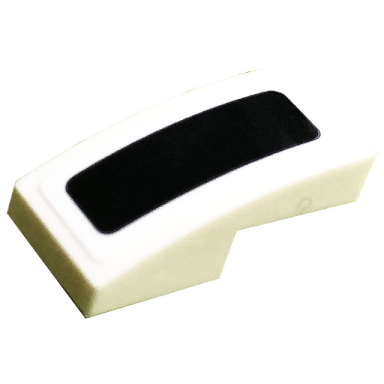 white slope curved 2 x 1 x 2 3 with black rectangle with rounded corners pattern sticker - set 10279