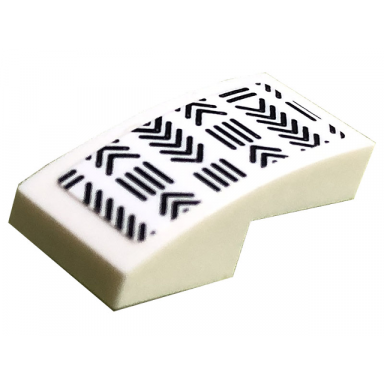 white slope curved 2 x 1 x 2 3 with black lines and arrows pattern sticker - set 10291