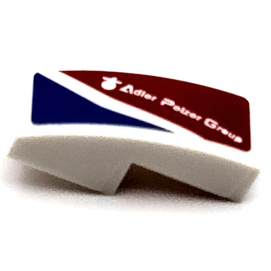 white slope curved 2 x 1 x 2 3 with white adler pelzer group and stripe on red and blue background pattern model right side sticker - set 75889