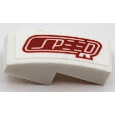 white slope curved 2 x 1 x 2 3 with red speed pattern model right side sticker - set 42109