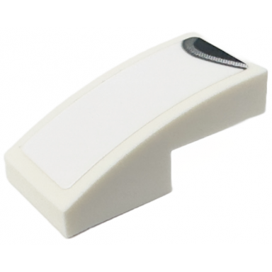 white slope curved 2 x 1 x 2 3 with black end with silver stripe pattern model left side sticker - set 76916