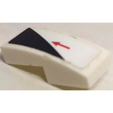 white slope curved 2 x 1 x 2 3 black triangle and red arrow pattern model left side sticker - set 75872