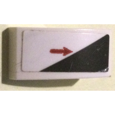 white slope curved 2 x 1 x 2 3 black triangle and red arrow pattern model right side sticker - set 75872