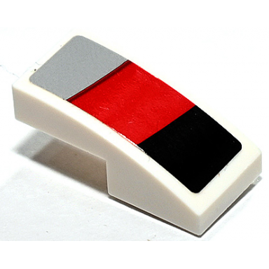 white slope curved 2 x 1 x 2 3 with black light bluish gray and black stripes pattern model left side sticker - set 75888