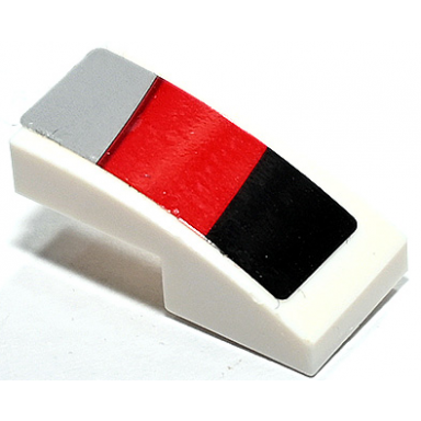 white slope curved 2 x 1 x 2 3 with black light bluish gray and black stripes pattern model right side sticker - set 75888