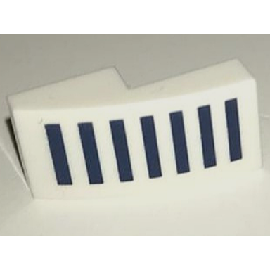 white slope curved 2 x 1 x 2 3 with 7 dark blue stripes pattern brickheadz commander cody helmet side