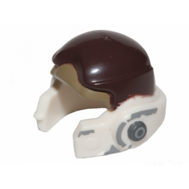white minifigure headgear helmet sw rebel with dark brown and dark tan pattern