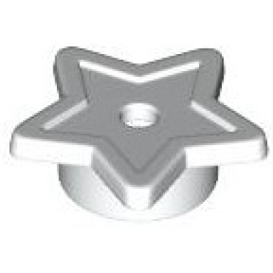 white plate round 1 x 1 with star and small pin hole