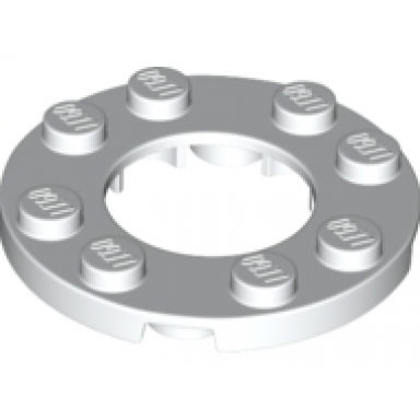 white plate round 4 x 4 with 2 x 2 round open center