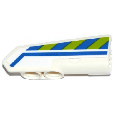 white technic panel fairing 21 very small smooth side b with blue line and blue and lime danger stripes pattern sticker - set 42047