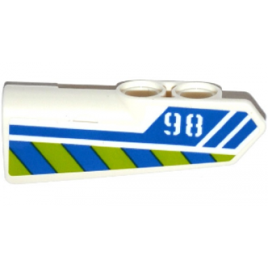white technic panel fairing 21 very small smooth side b with 98 blue line and blue and lime danger stripes pattern sticker - set 42047