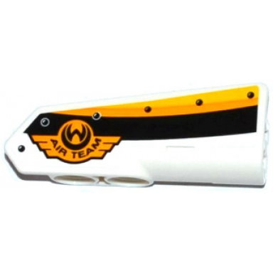 technic panel fairing 21 very small smooth side b with emblem with air team and yellow orange and white stripes pattern sticker - set 42044