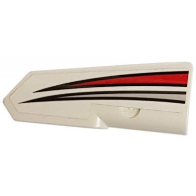 white technic panel fairing 21 very small smooth side b with red and silver tapered stripes pattern sticker - set 42057