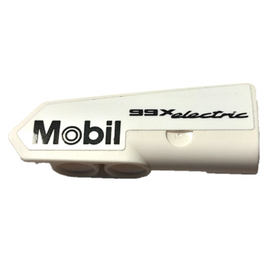 white technic panel fairing 21 very small smooth side b with black mobil logo and 99x electric pattern sticker - set 42137