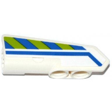 white technic panel fairing 22 very small smooth side a with blue line and blue and lime danger stripes pattern sticker - set 42047