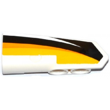 white technic panel fairing 22 very small smooth side a with yellow orange and white stripes on black background pattern sticker - set 42044