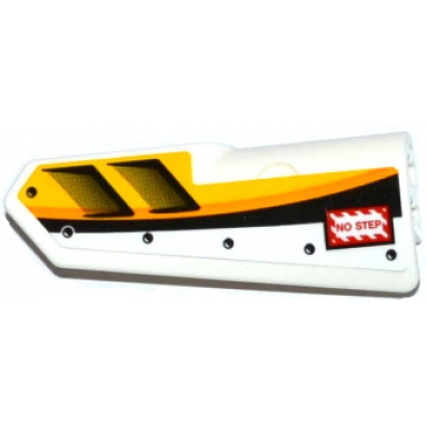 white technic panel fairing 22 very small smooth side a with air intakes no step and yellow orange and white stripes pattern sticker - set 42044