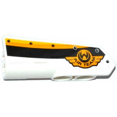 white technic panel fairing 22 very small smooth side a with emblem with air team and yellow orange and white stripes pattern sticker - set 42044