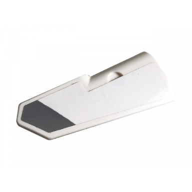 white technic panel fairing 22 very small smooth side a with dark bluish gray stripe and white background pattern sticker - set 42096