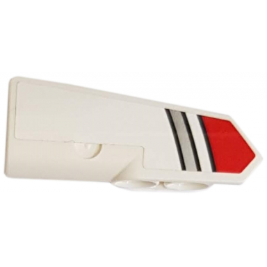 white technic panel fairing 22 very small smooth side a with red and silver stripes pattern sticker - set 42057