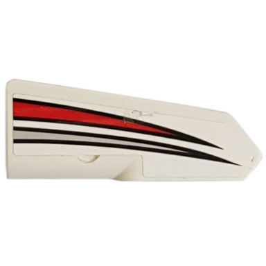 white technic panel fairing 22 very small smooth side a with red and silver tapered stripes pattern sticker - set 42057