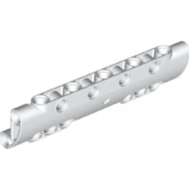 white technic panel curved 11 x 3 with 10 pin holes through panel surface