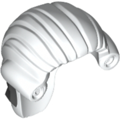 white minifigure hair long tied back with black ribbon pattern