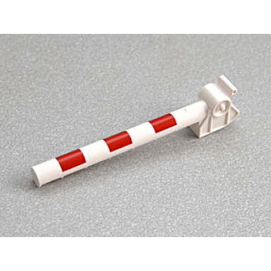 white duplo train crossing gate crossbar with red stripes pattern