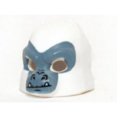 white minifigure headgear mask gorilla with sand blue face and fangs pattern