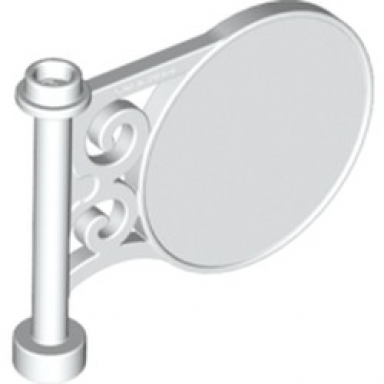 white road sign round on pole with flat top attachment