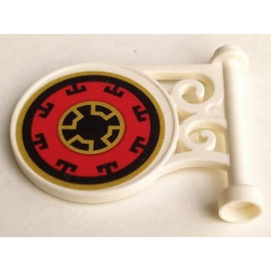 white road sign round on pole with flat top attachment with ninjago pattern model left side sticker - set 70643