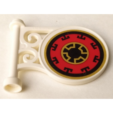 white road sign round on pole with flat top attachment with ninjago pattern model right side sticker - set 70643